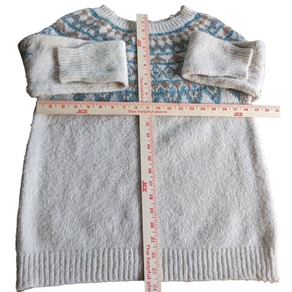 Y2K Fair Isle Sweater M Apres Ski Nordic Jumper Fuzzy VTG Anthropologie Luna Ivy - Picture 7 of 11